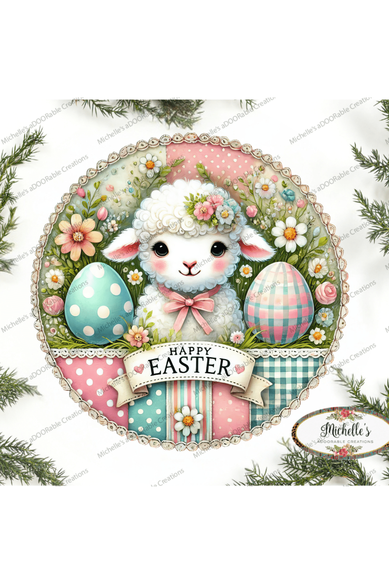 Shop For Vintage Happy Easter Lamb Round Sign