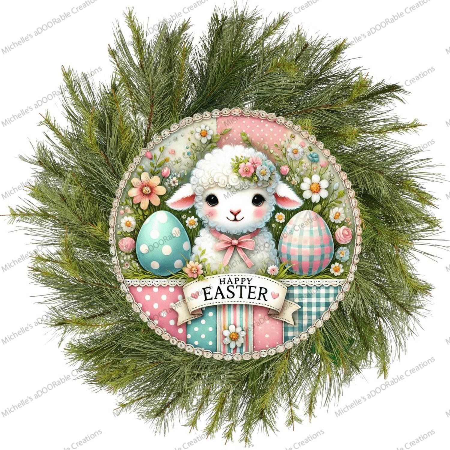Shop For Vintage Happy Easter Lamb Round Sign