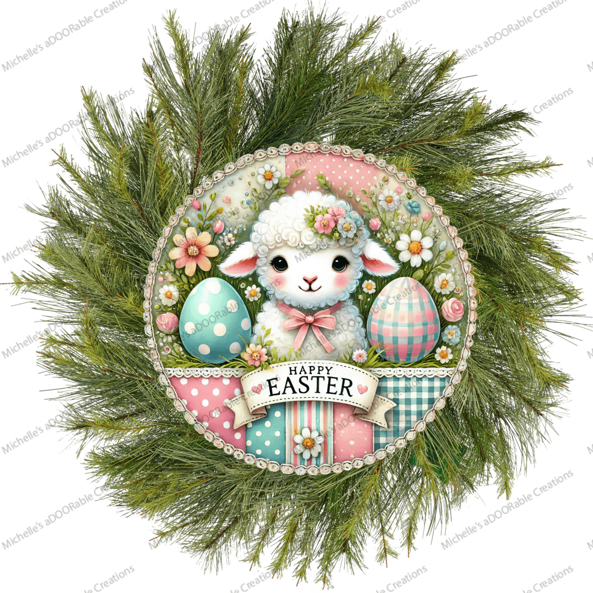 Shop For Vintage Happy Easter Lamb Round Sign