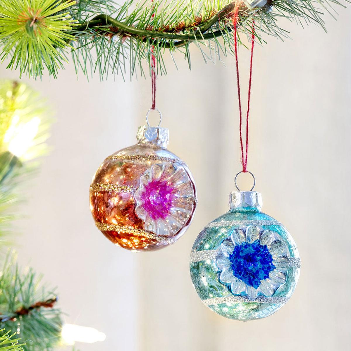 Shop For Vintage Reflector Ball Ornaments Pink & Blue, Set of 2