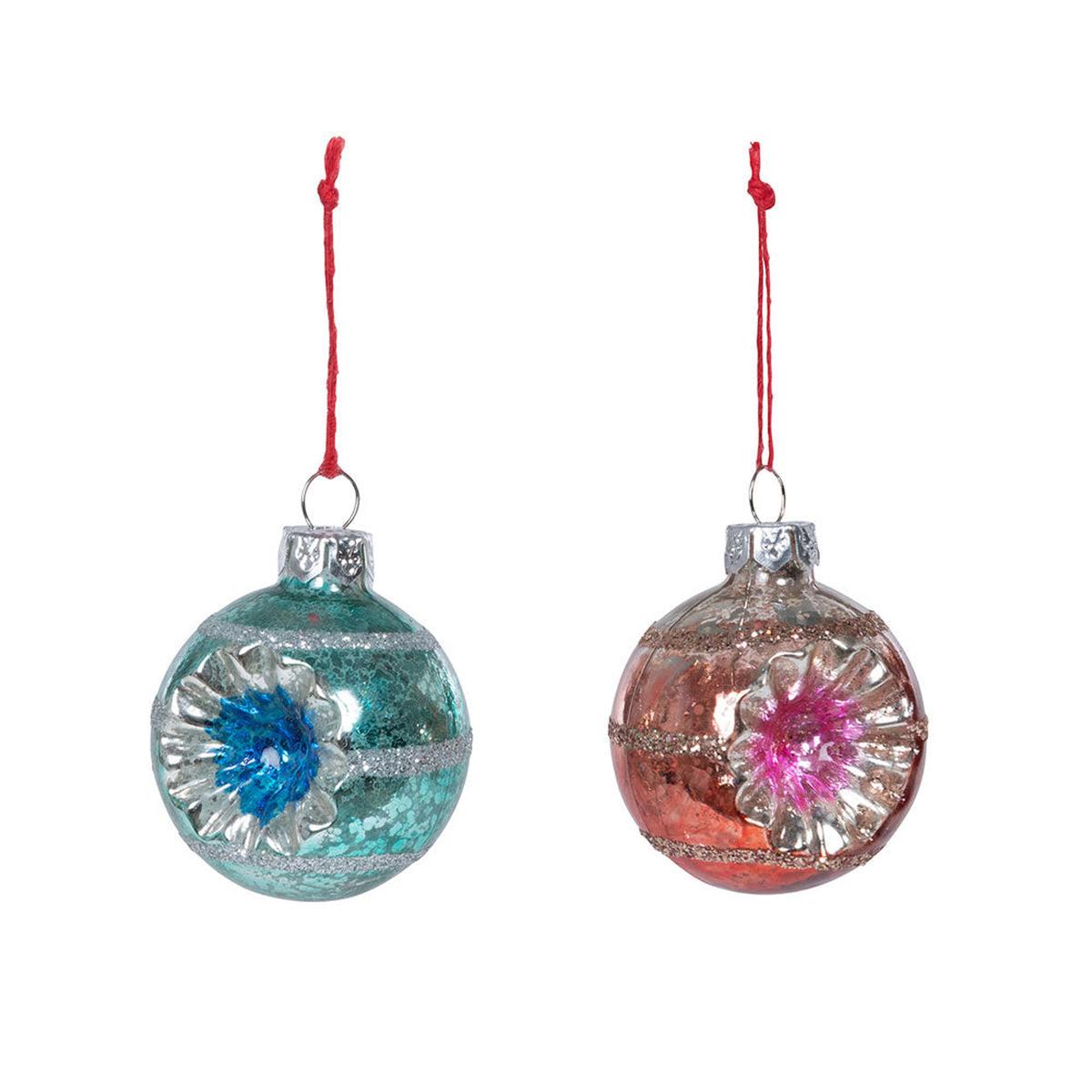 Shop For Vintage Reflector Ball Ornaments Pink & Blue, Set of 2