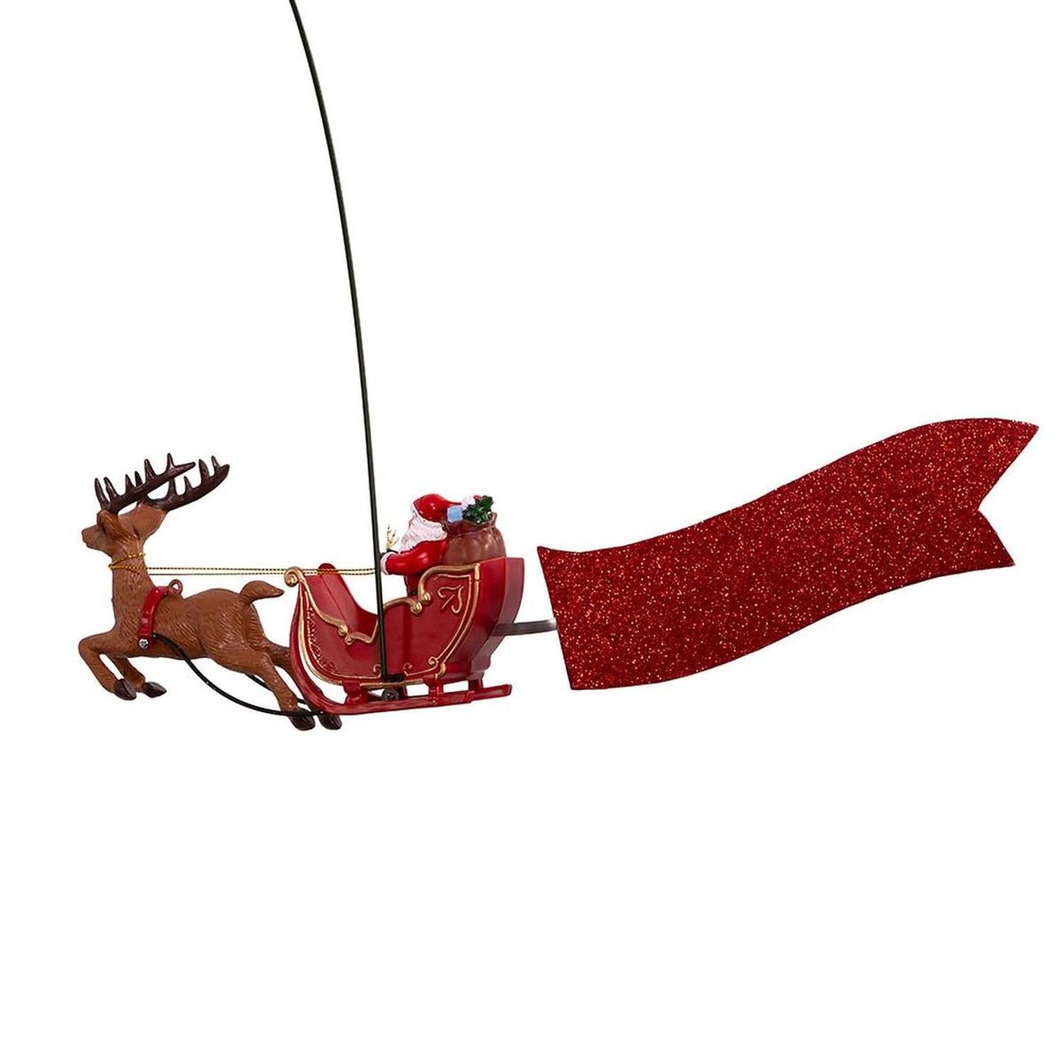 Warm White LED Star With Rotating Santa and Sleigh Treetop