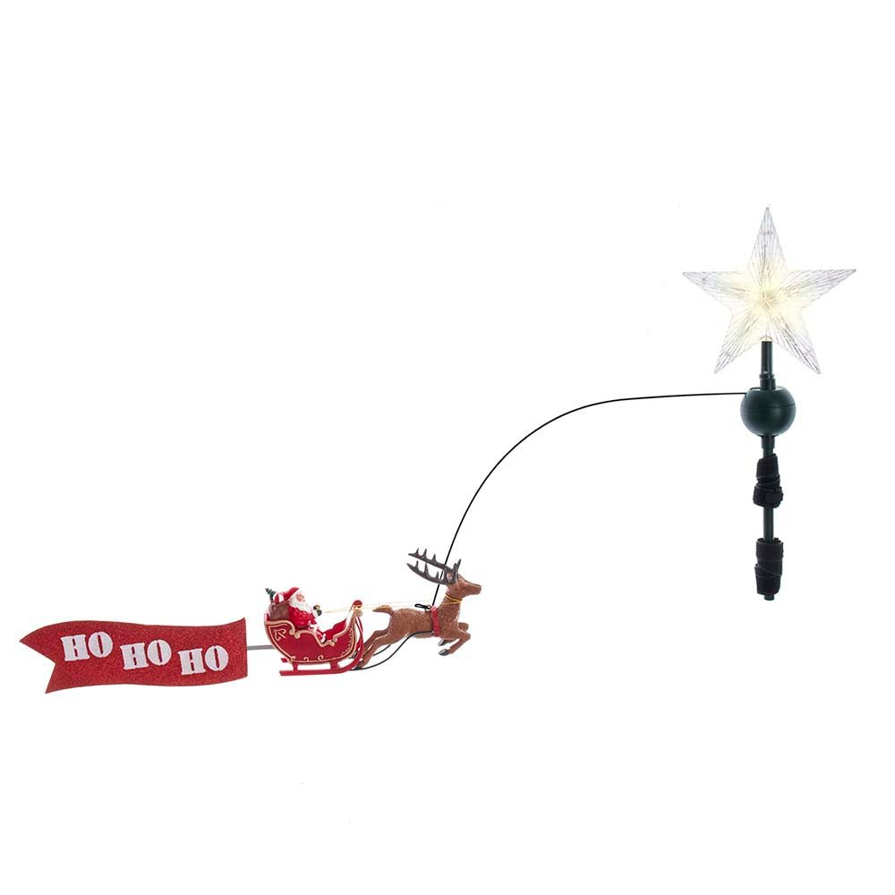 Shop For Warm White LED Star With Rotating Santa and Sleigh Treetop