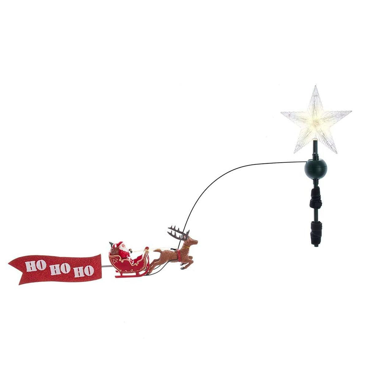 Shop For Warm White LED Star With Rotating Santa and Sleigh Treetop
