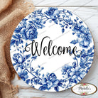 Shop For Welcome Blue Floral Round Sign