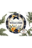 Shop For Welcome Blue Plaid Metal Sign