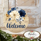 Shop For Welcome Blue Watercolor Floral Round Sign