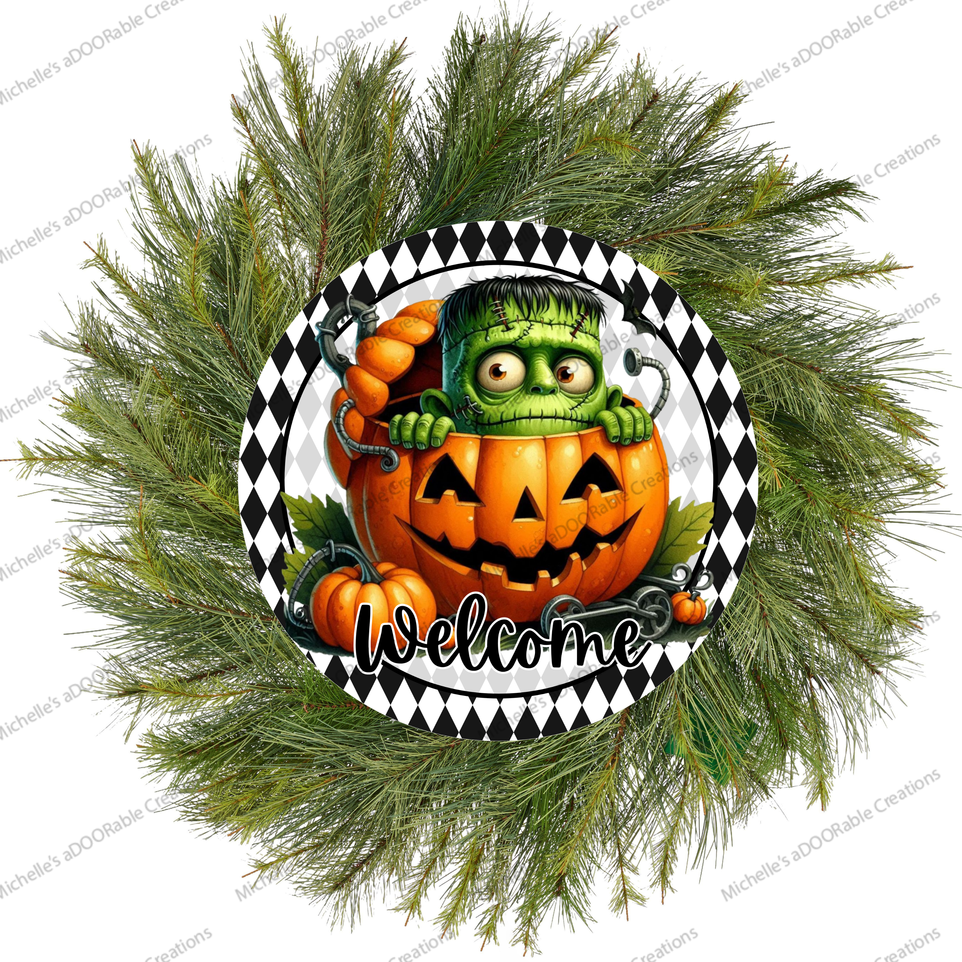 Shop For Welcome Halloween Frankenstein Pumpkin Sign