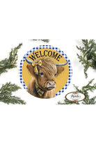 Shop For Welcome Highland Cow Round Sign - Wreath Enhancement