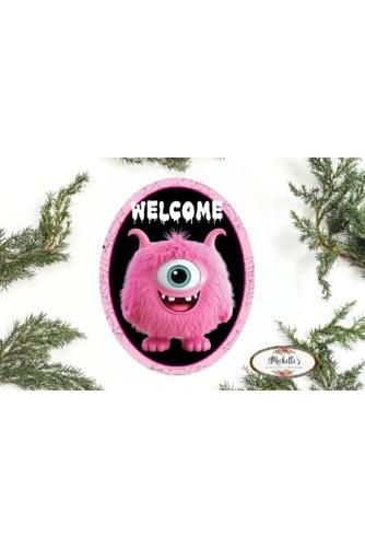 Shop For Welcome Pink Furry Monster Sign