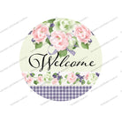 Shop For Welcome Purple Gingham Floral Round Sign