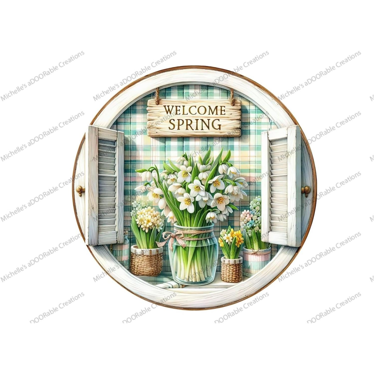 Welcome Spring Floral Metal Sign