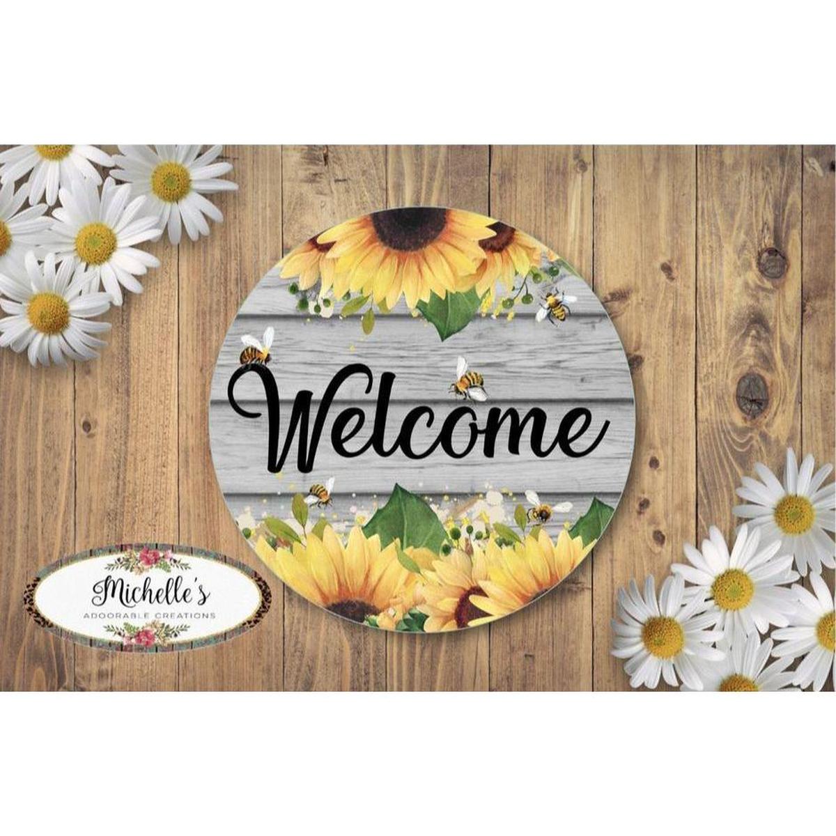 Shop For Welcome Sunflower Bumble Bee Round Sign