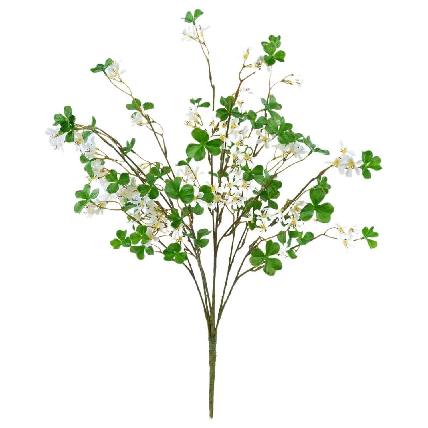 White Flower Clover Leaf Spray