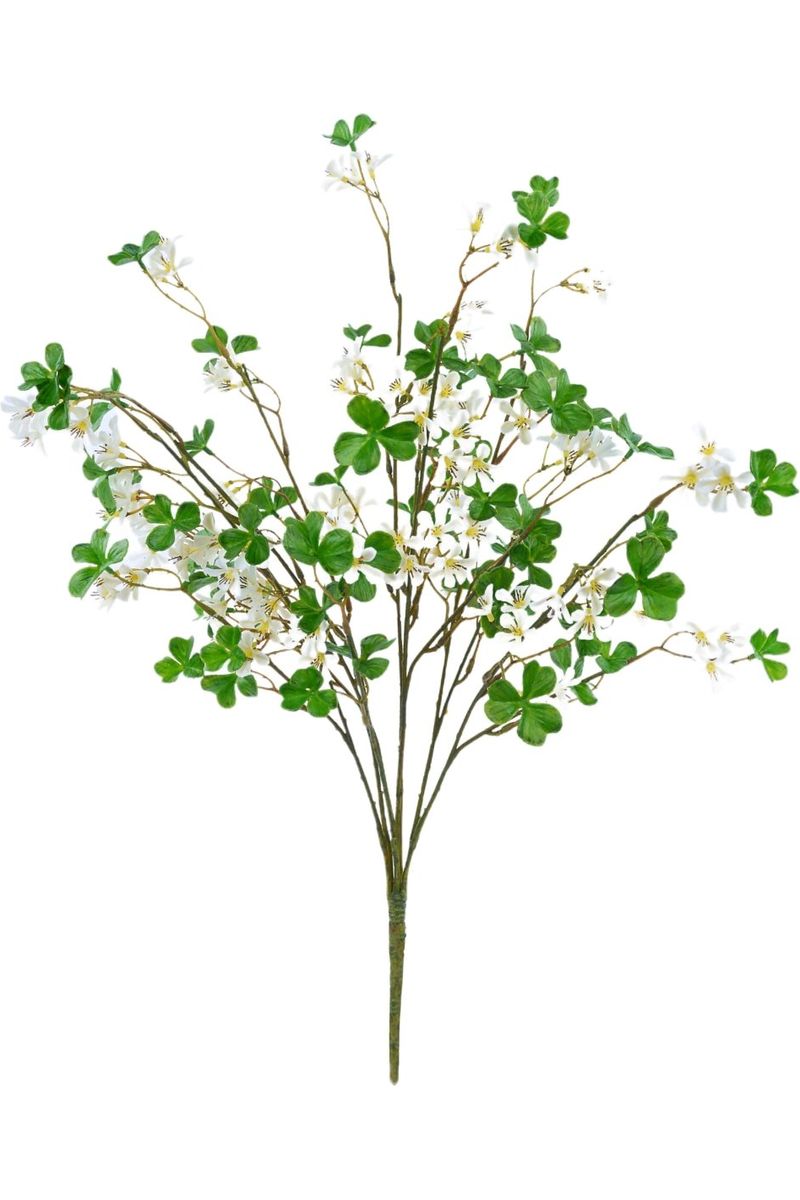 Shop For White Flower Clover Leaf Spray at Michelle's aDOORable Creations