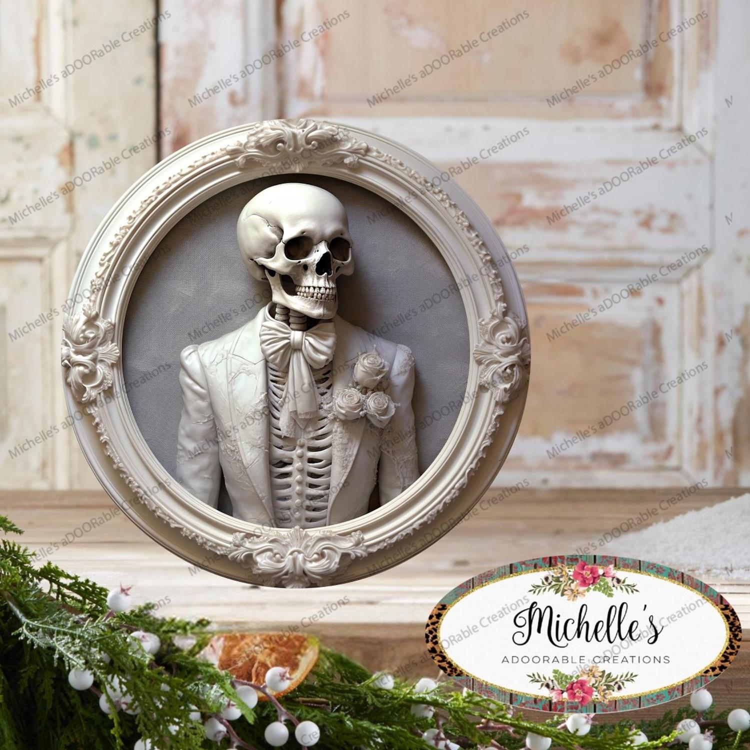 Shop For White Suit Skeleton Groom Portrait Sign