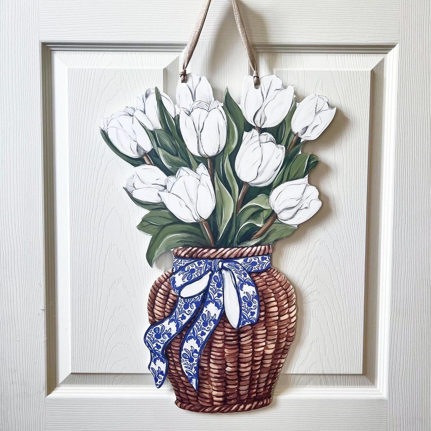 Shop For White Tulips Door Hanger