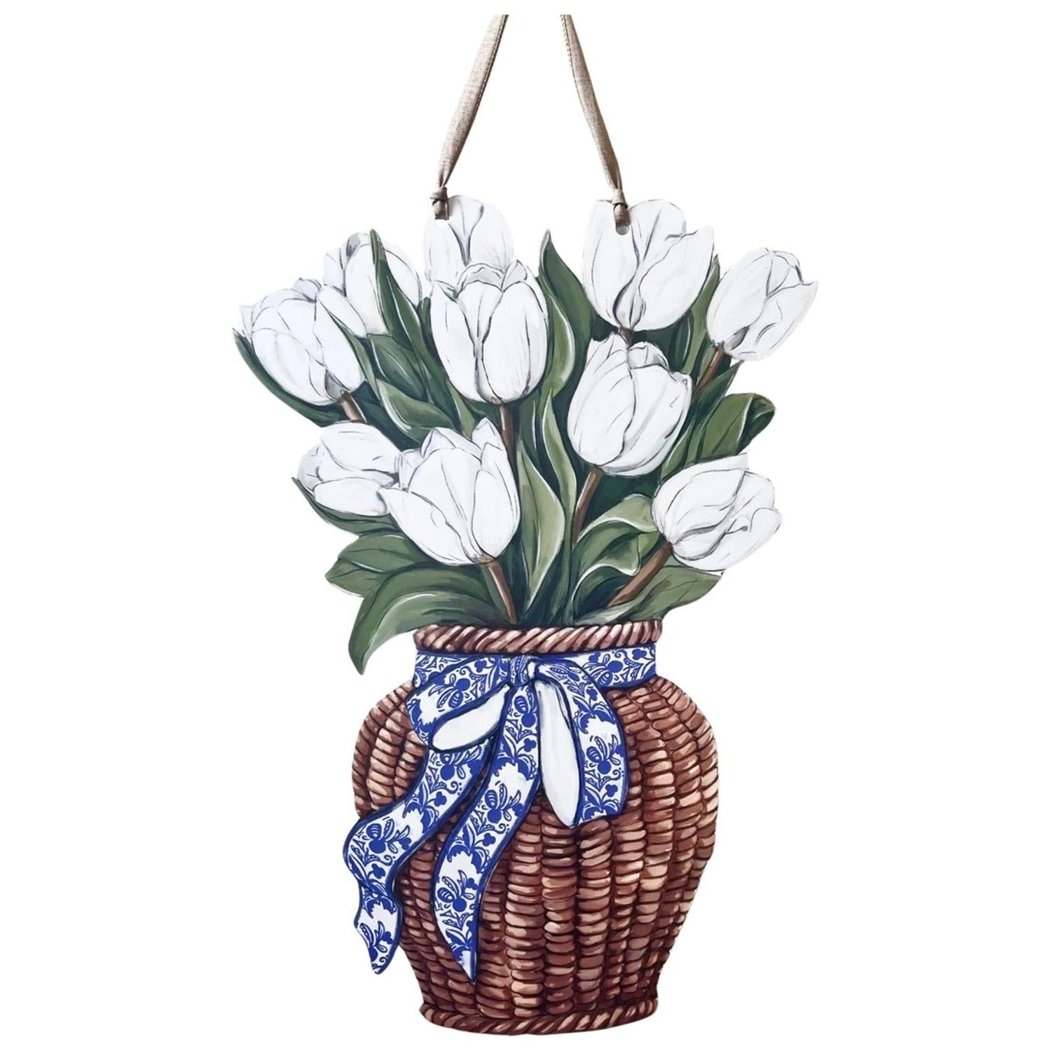 White Tulips Door Hanger
