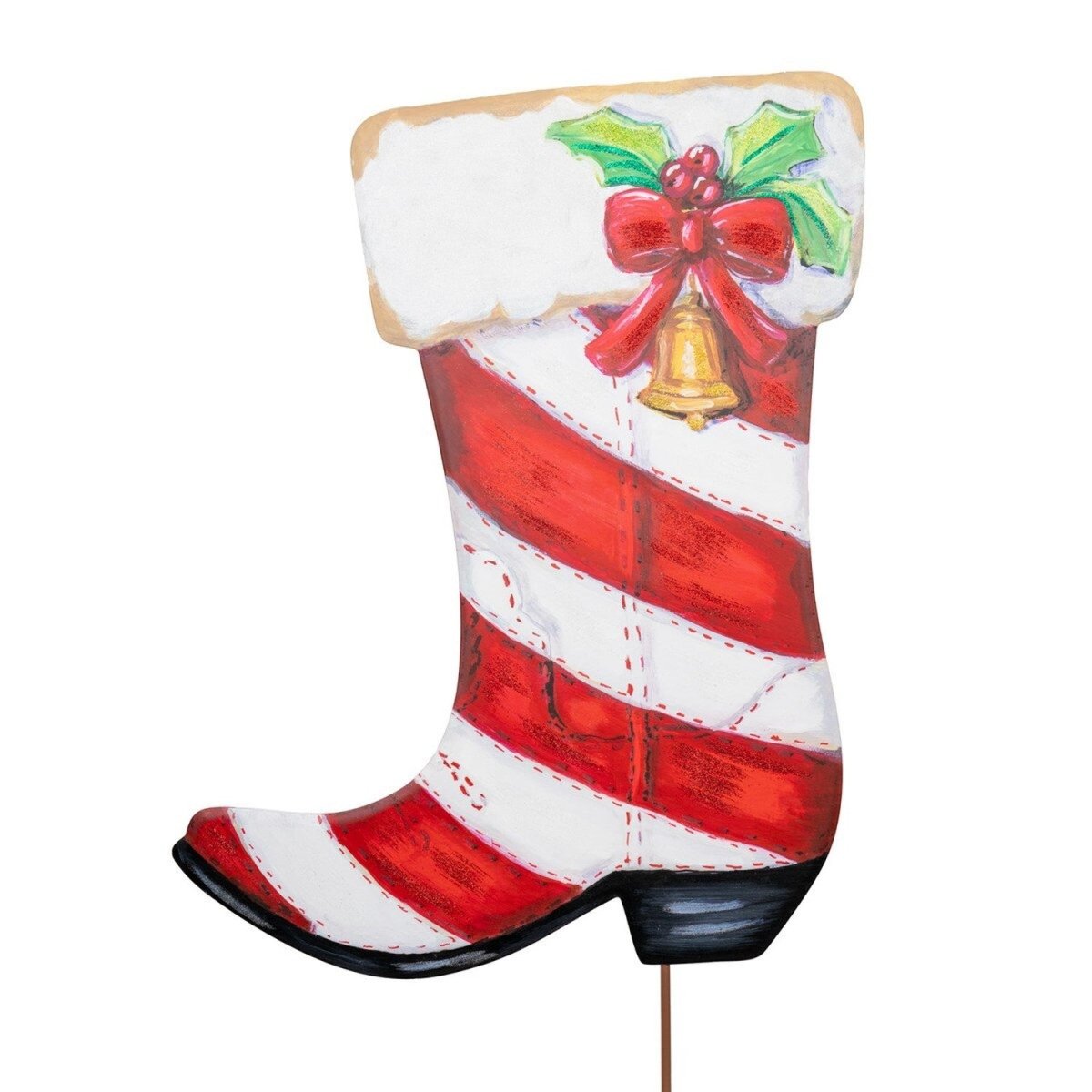 Shop For Yard Candy Cane Cowboy Boot (Stake/Hanger/Easel)