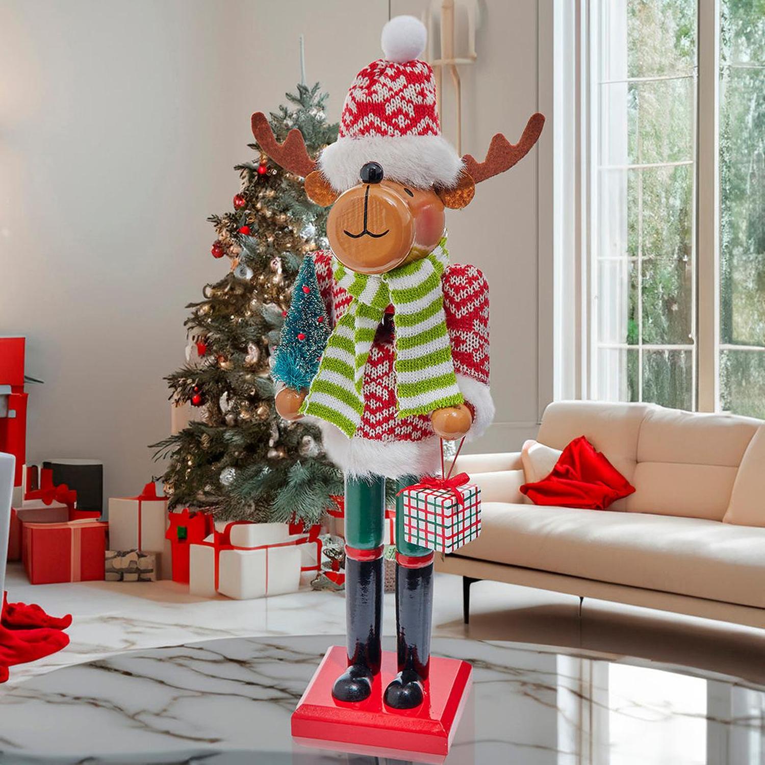 Kurt Adler 15-Inch Wooden Reindeer Nutcracker