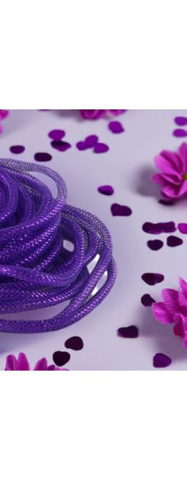 Deco Flex Tubing Ribbon: Metallic Purple w/Bright Purple Foil (30 Yards) - Michelle's aDOORable Creations - Tubing