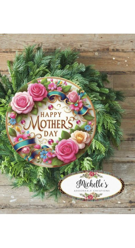 Happy Mother's Day Pink Jewel Round Sign - Michelle's aDOORable Creations - Signature Signs