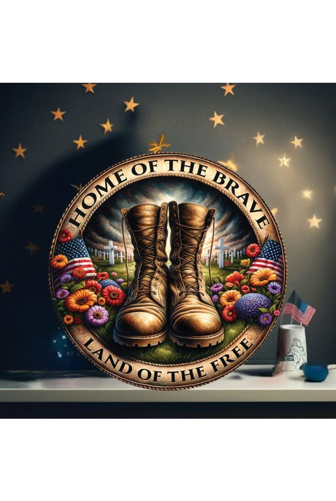 Home of The Brave Land Of Free Military Boots Sign - Michelle's aDOORable Creations - Signature Signs