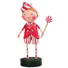 Lori Mitchell 6.5-inch Peppermint Pete figurine in a red and white candy-themed outfit holding a lollipop.