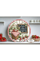 Pick Your Own Strawberries Red Round Sign - Michelle's aDOORable Creations - Signature Signs