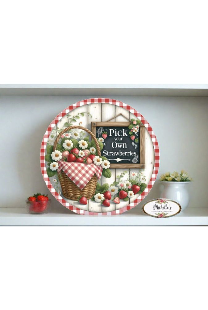 Shop For Pick Your Own Strawberries Red Round Sign