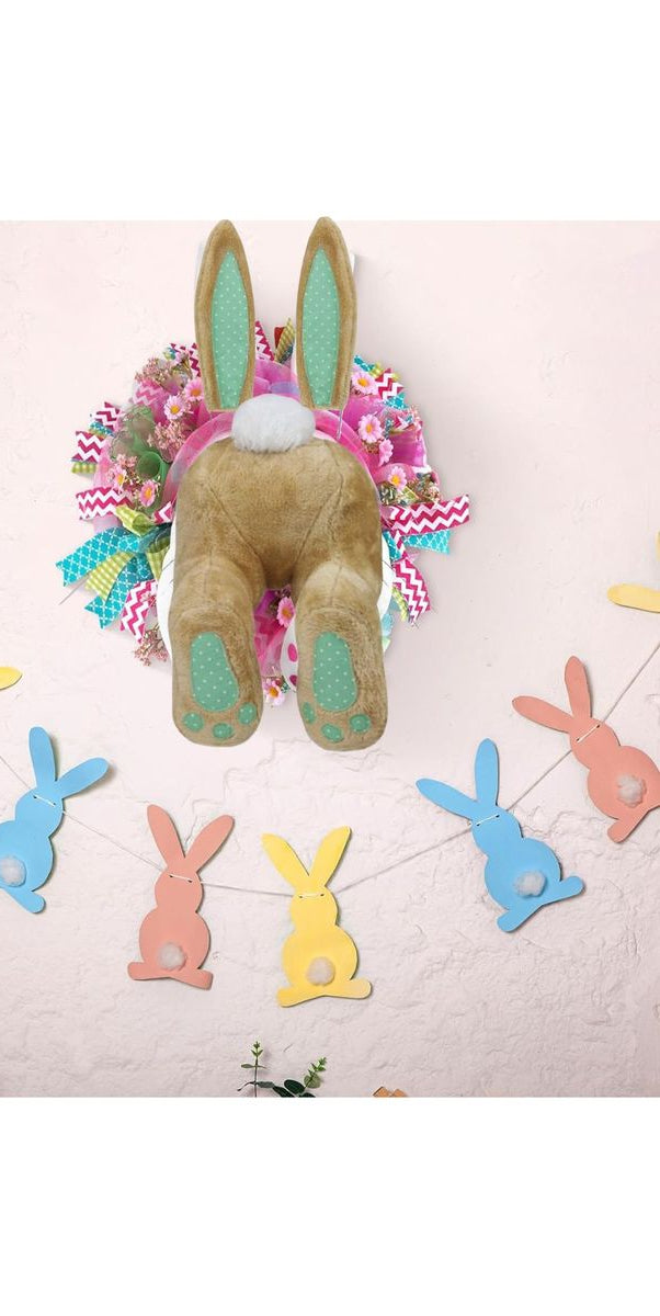 Plush Bunny Wreath Accent: Tan/Mint - Michelle's aDOORable Creations - Wreath Enhancement