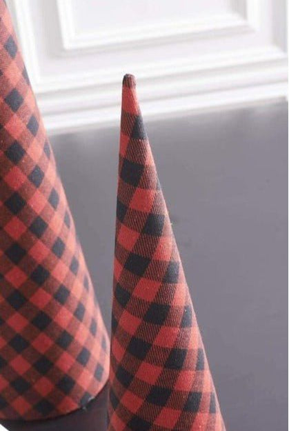 Red and Black Buffalo Check Fabric Trees (Set of 3) - Michelle's aDOORable Creations - Christmas Decor