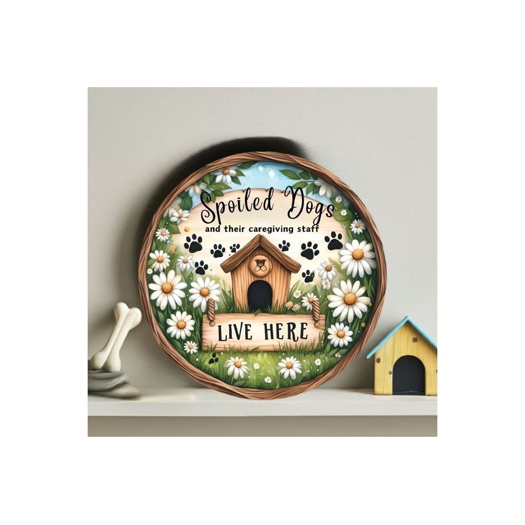 Shop For Spoiled Dogs Daisy Round Sign at Michelle's aDOORable Creations