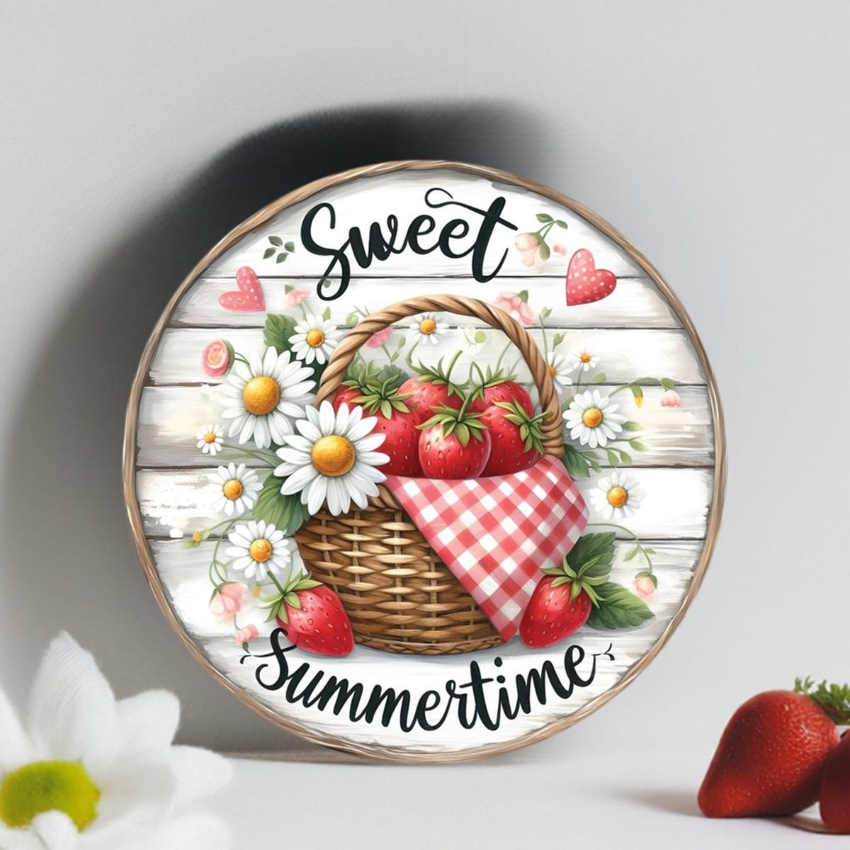 Shop For Strawberry Sweet Summertime Round Sign at Michelle's aDOORable Creations