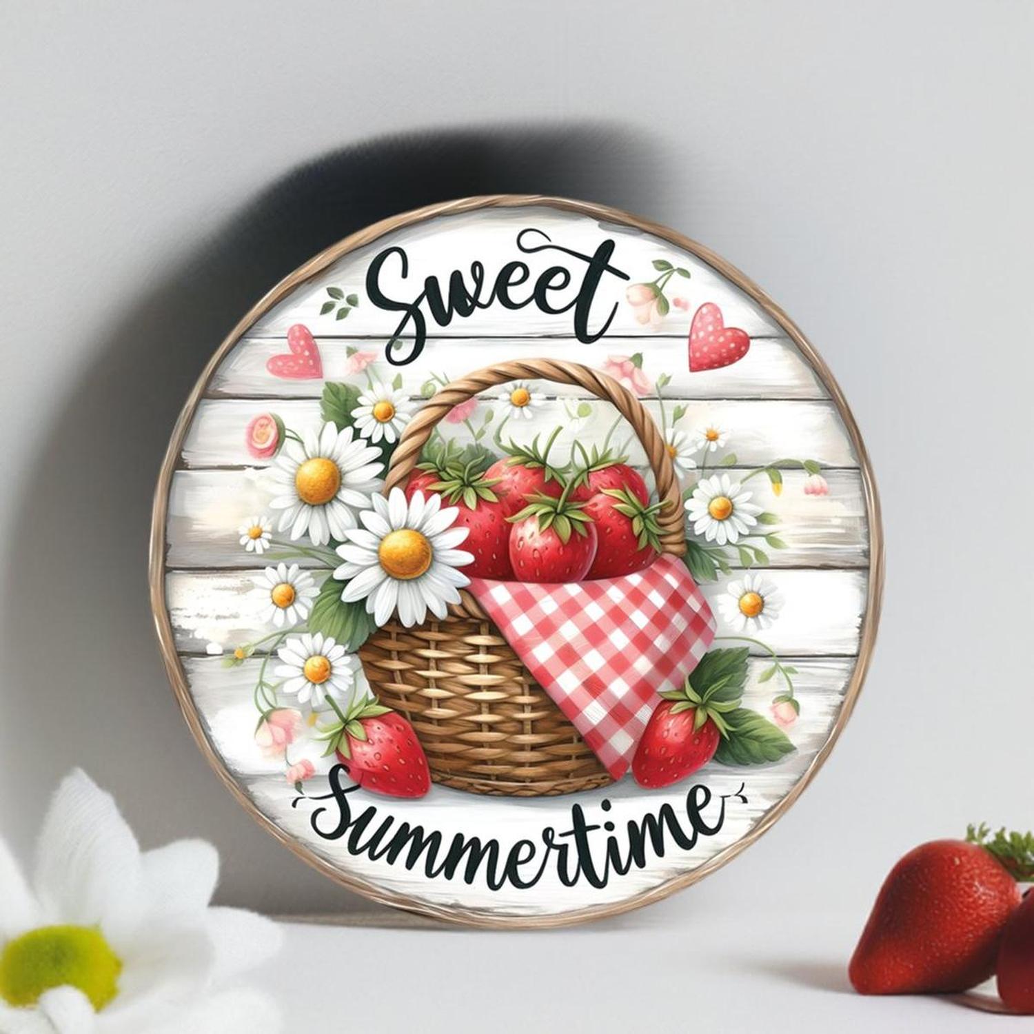 Shop For Strawberry Sweet Summertime Round Sign at Michelle's aDOORable Creations