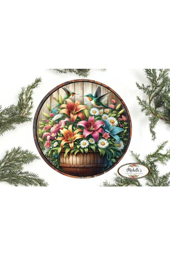 Shop For Tropical Floral Hummingbird Round Sign