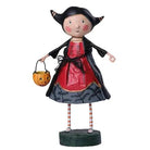 6-inch Veronica Vampire resin figurine wearing a red dress, black cape, and striped socks while holding a pumpkin pail.