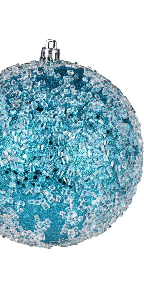 Vickerman 4" Turquoise Glitter Hail Ball Ornament (Set of 6) - Michelle's aDOORable Creations - Holiday Ornaments