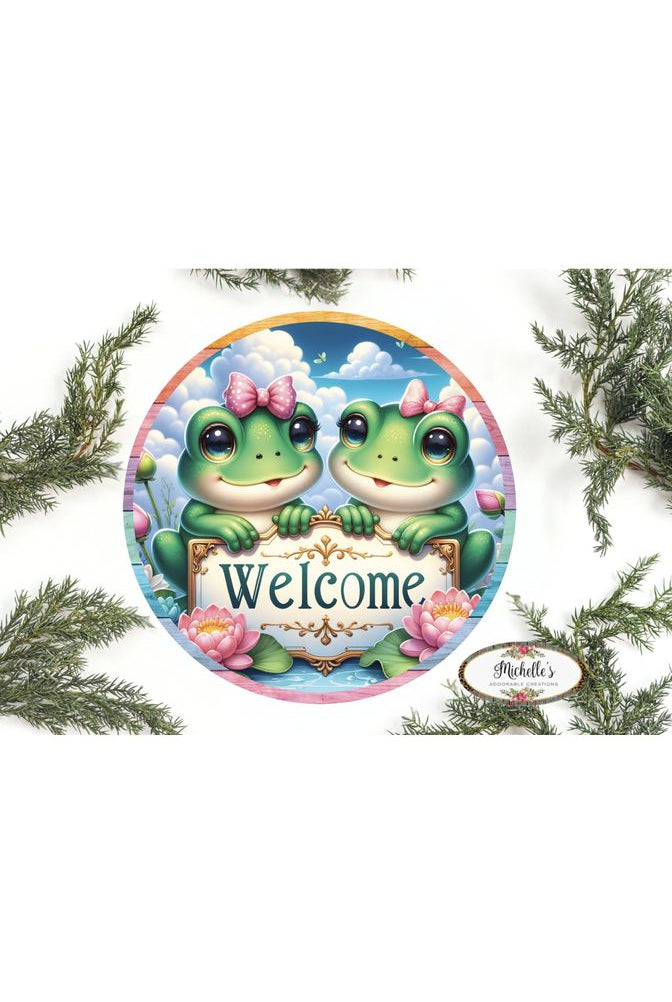 Welcome Double Frog Round Sign - Michelle's aDOORable Creations - Signature Signs