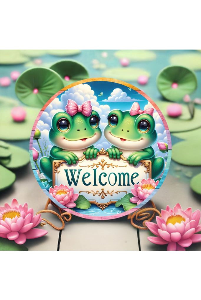 Shop For Welcome Double Frog Round Sign