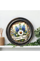 Shop For Welcome Friends Rustic Bluebonnet Round Sign at Michelle's aDOORable Creations