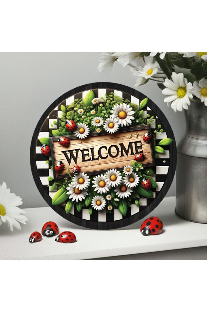 Shop For Welcome Ladybug Daisy Round Sign