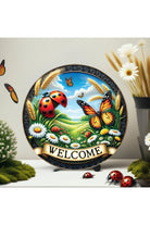 Shop For Welcome Ladybugs and Butterflies Round Sign at Michelle's aDOORable Creations