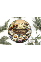 Welcome Large Bumblebee Daisy Round Sign - Michelle's aDOORable Creations - Signature Signs