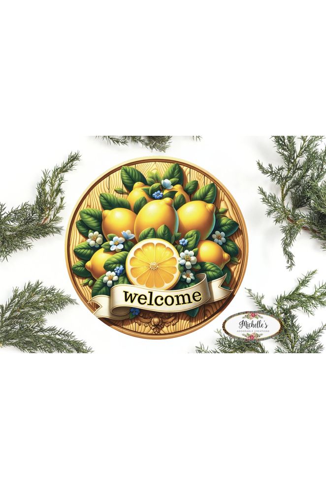 Welcome Wood Lemon Round Sign - Michelle's aDOORable Creations - Signature Signs