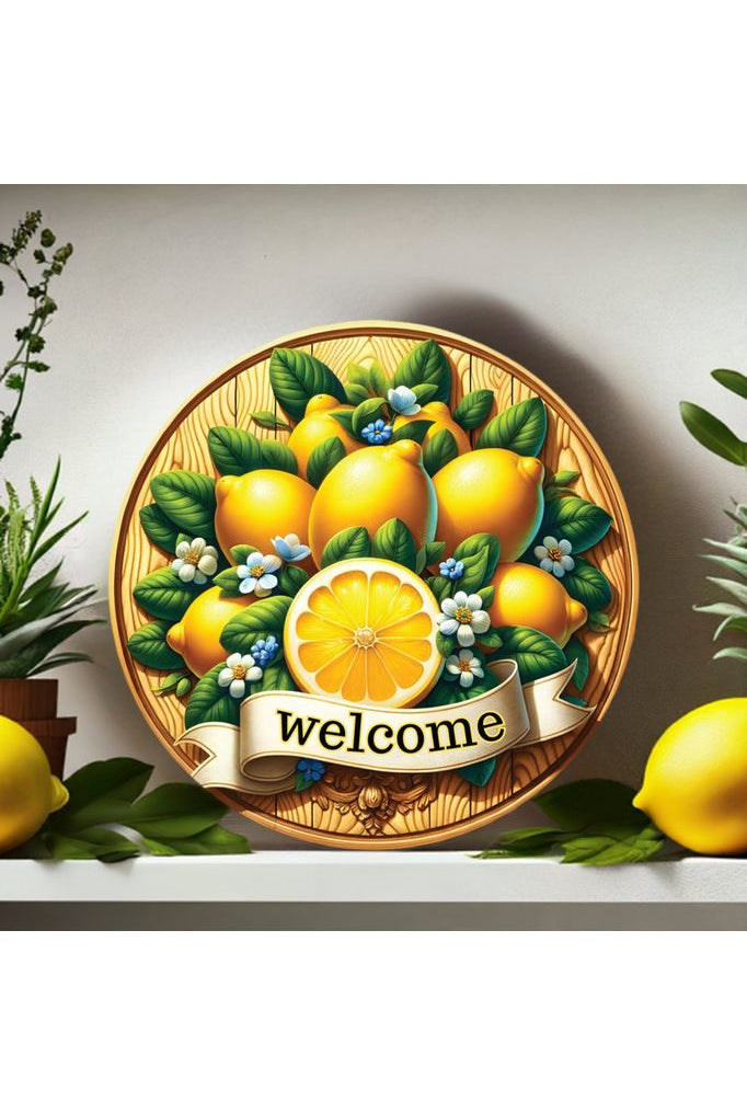 Shop For Welcome Wood Lemon Round Sign
