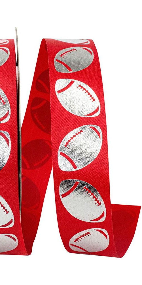 1 3/8" Football Goal Homecoming Ribbon: Red (100 Yards) - Michelle's aDOORable Creations - Wired Edge Ribbon