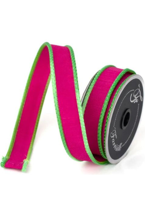 1" Accent Cord Ribbon: Hot Pink/Lime (10 Yards) - Michelle's aDOORable Creations - Wired Edge Ribbon