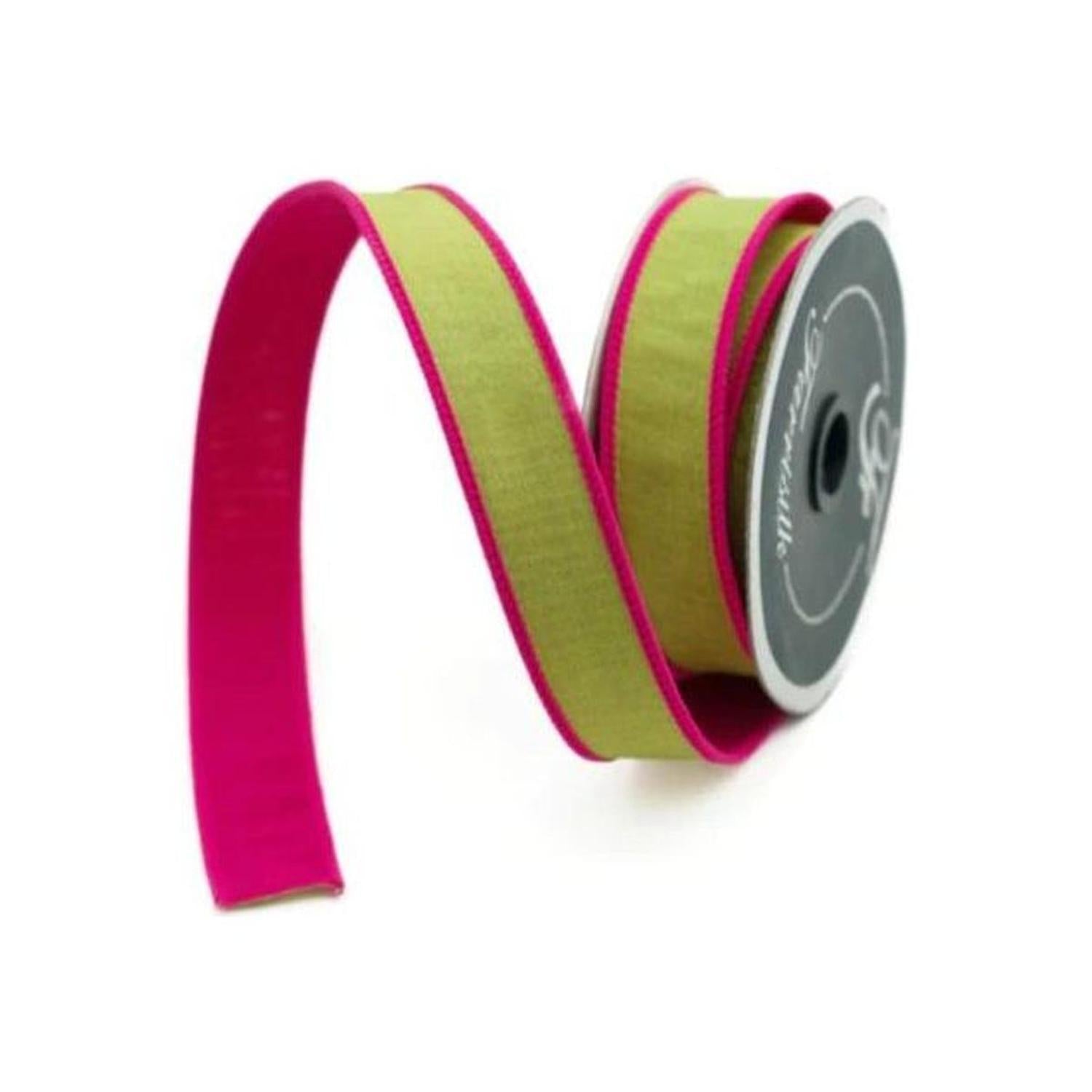 1" Accent Cord Ribbon: Lime/Pink (10 Yards)