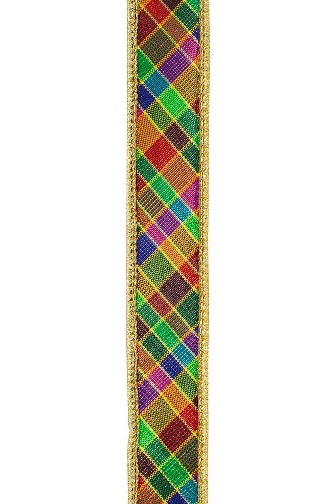 1" Plaid Metallic Jewel Tone Ribbon: Multi (5 Yards) - Michelle's aDOORable Creations - Wired Edge Ribbon
